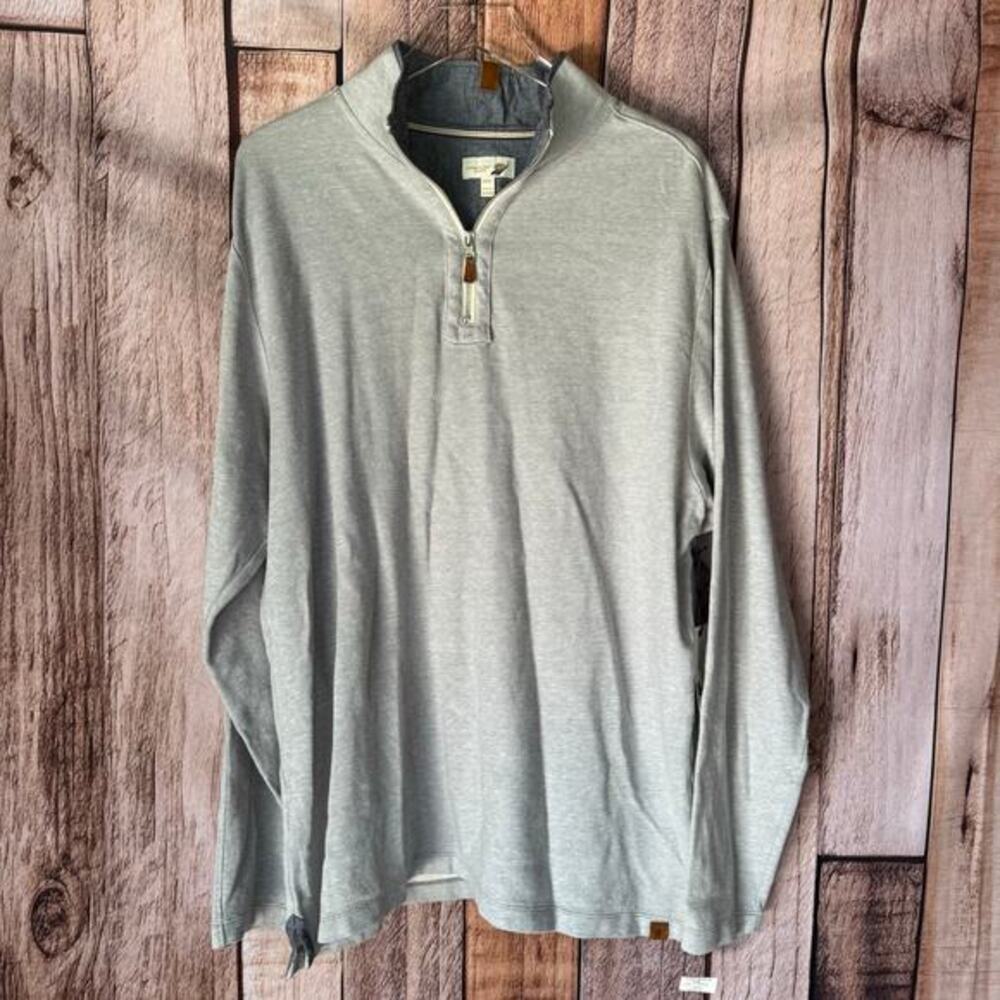 Fundamental Coast Pullover Top Men's Long Sleeve‎ 1/4 Zip Soft Gray XXL NWT